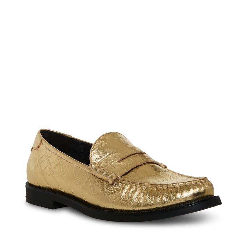 Loafers Steve Madden Emmet Crocodile Mujer Doradas | ES IG39S4